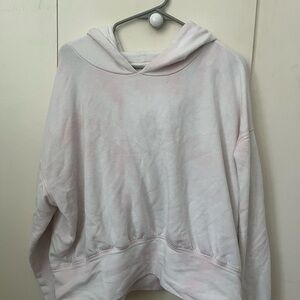 Aerie White and Pink Oversized Hoodie